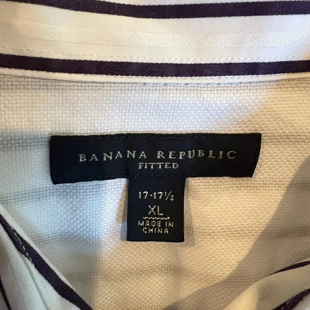 Men's Banana Republic Deep Purple/Plum striped Long Sleeve Button Down, Size XL